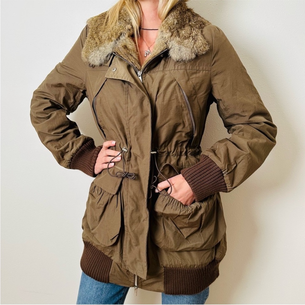BCBG Maxazria‎ Rabbit Fur Hooded Jacket